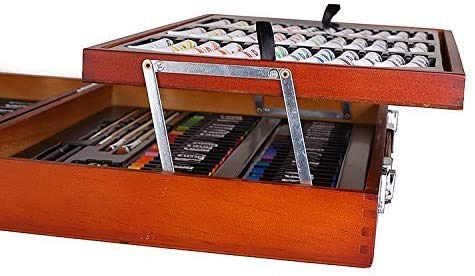 Mont Marte 174-Piece Deluxe Art Set, Art Supplies for Painting and Drawing, Art Kit in Wood Box Includes Acrylic, Oil, Watercolor Paints, Oil Pastels, Color Pencils