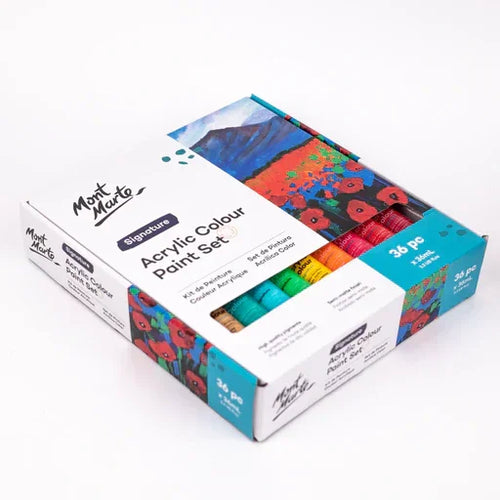 Mont Marte Signature Acrylic Colour Paint Set 36pc with colorful tubes, India art supplies
